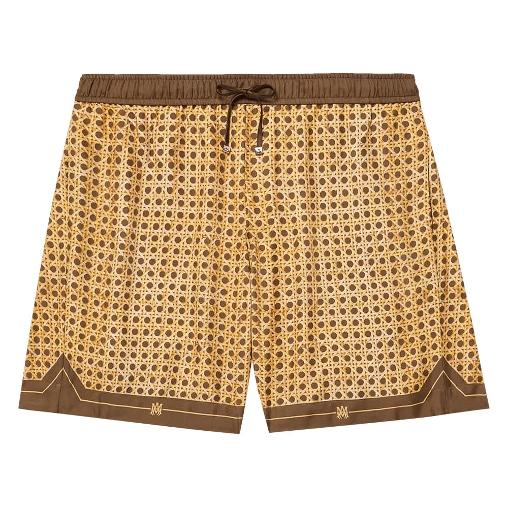 Amiri Weave Patern Silk Shorts Brown