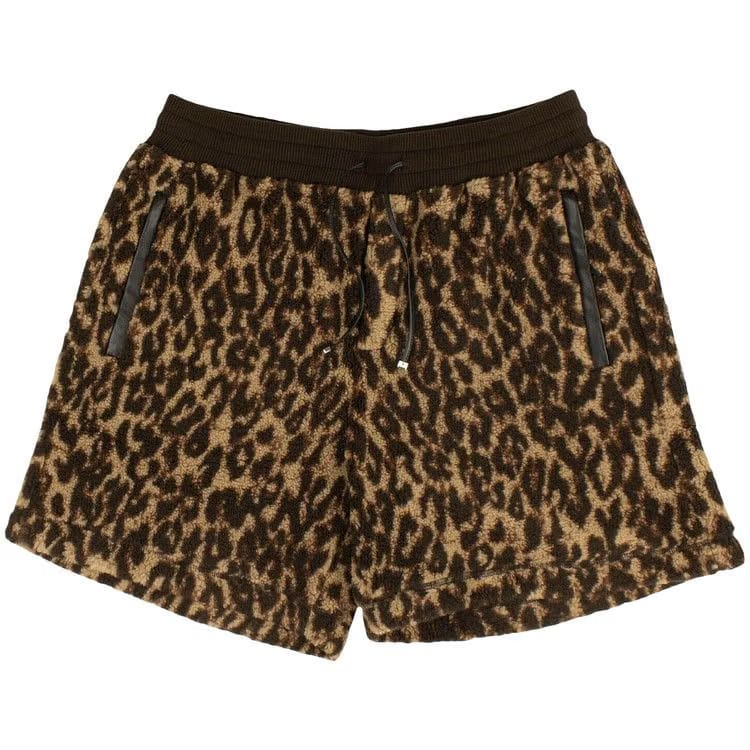 Amiri Leopard Print Fleece Shorts Multicolor