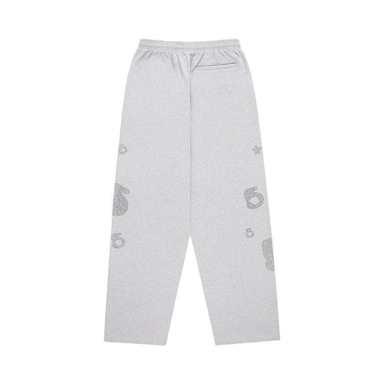 Sp5der Rhinestone Beluga V2 Wide Leg Sweatpant Heather Grey