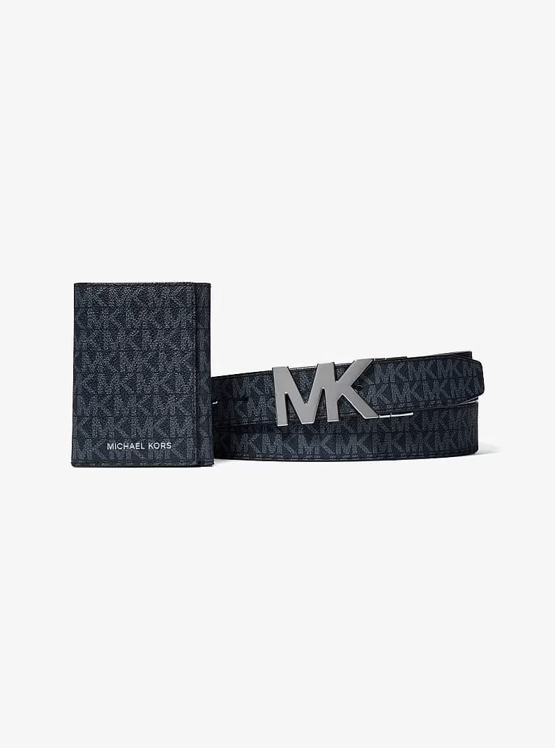 Michael Kors 4-in-1 Signature Logo Belt Box Set Admrl-Plblue