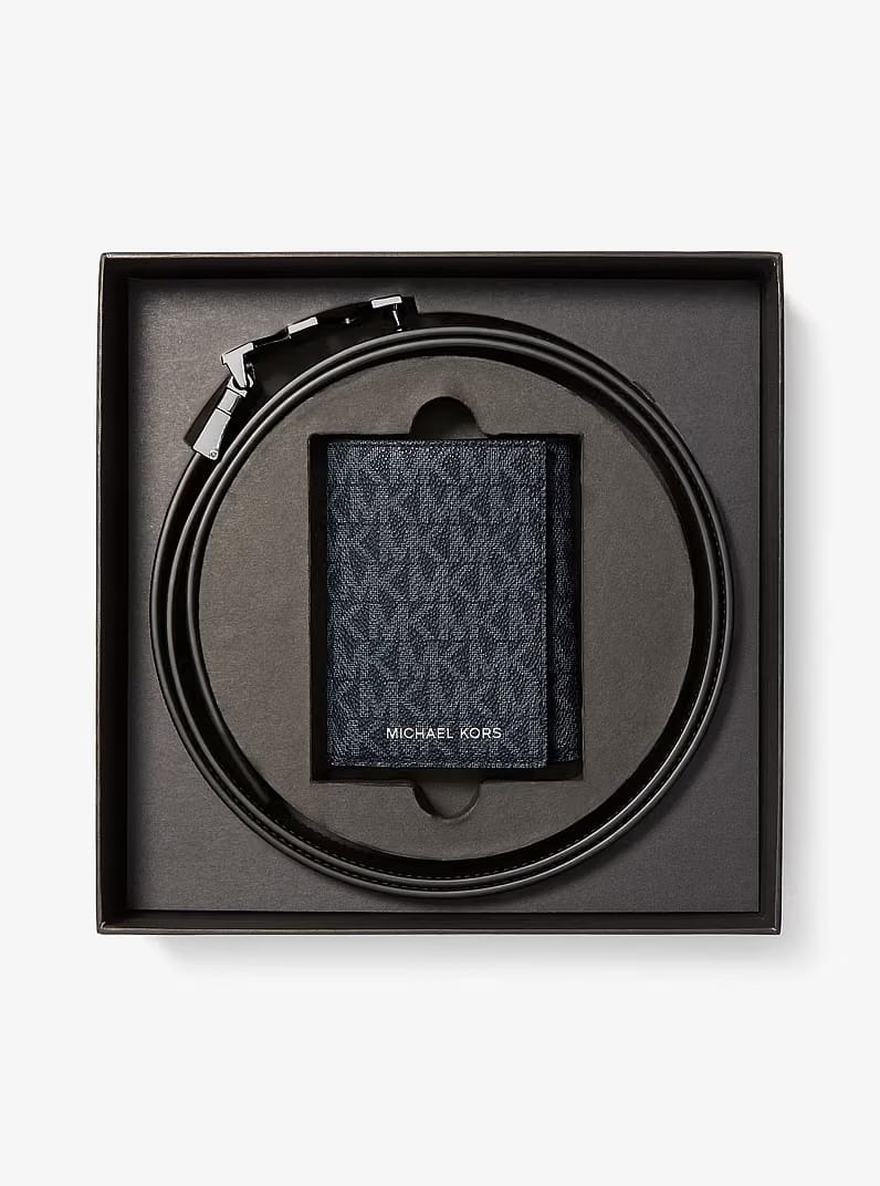 Michael Kors 4-in-1 Signature Logo Belt Box Set Admrl-Plblue