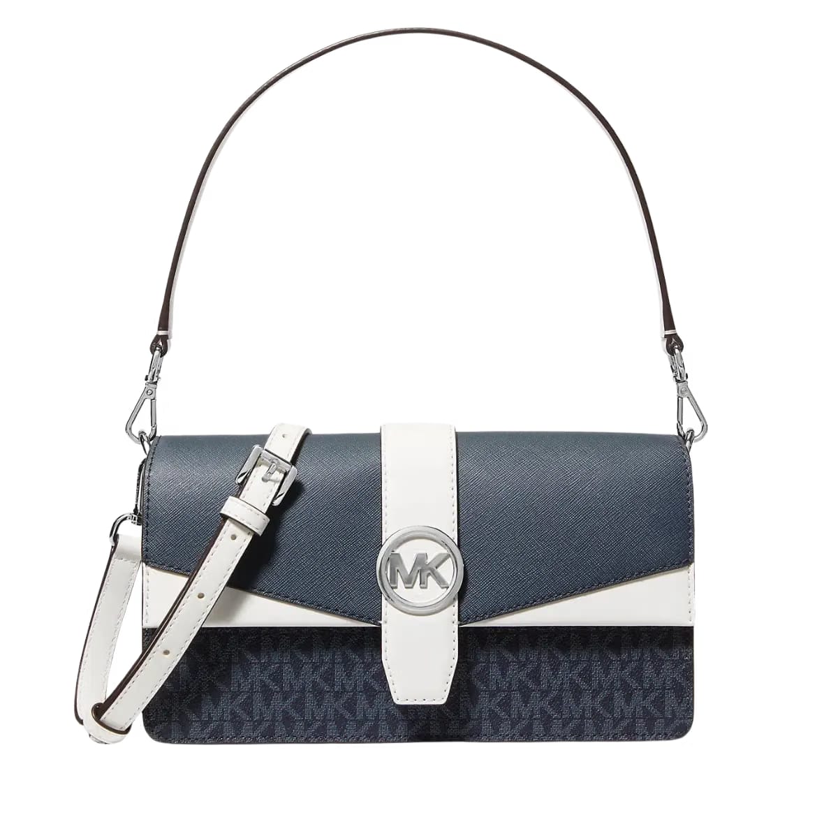 Michael Kors Greenwich Medium Signature Logo Convertible Shoulder Bag Admirl Multi