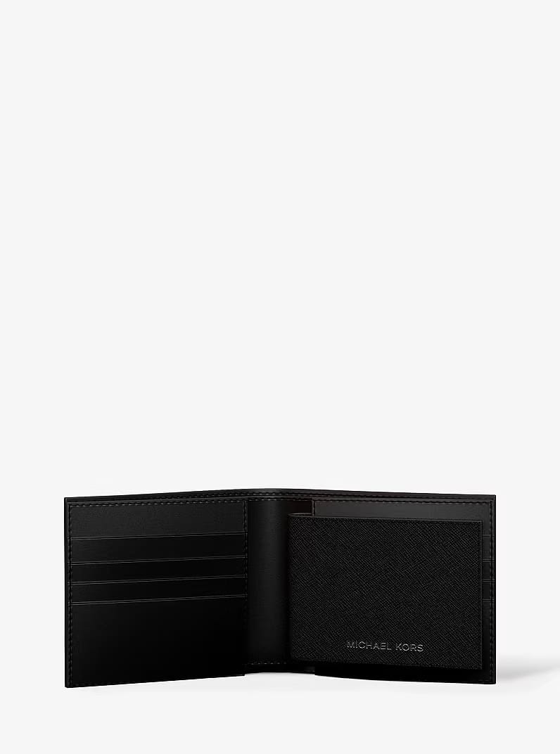 Michael Kors Cooper Saffiano Leather Billfold Wallet With Passcase Black