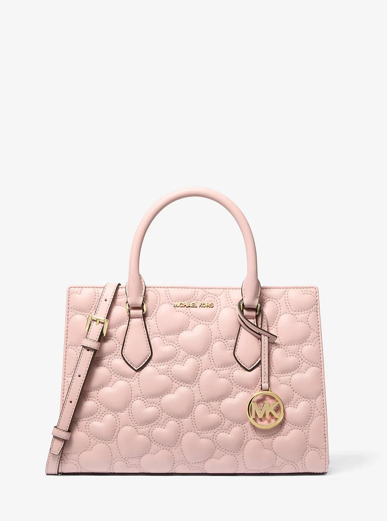 Michael Kors Sheila Medium Heart Embroidered Satchel Powder Blush