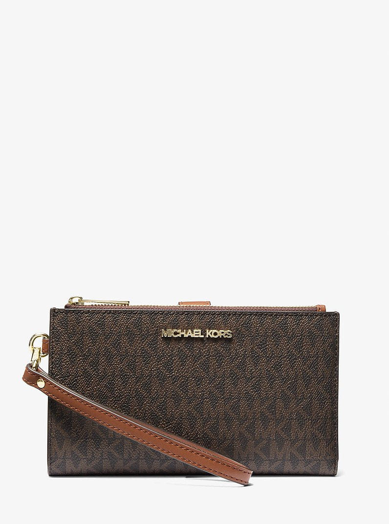 Michael Kors Jet Set Travel Signature Logo Smartphone Wallet Brown