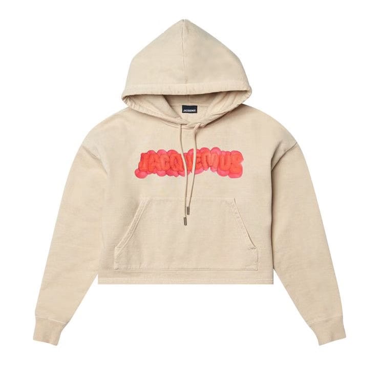 Jacquemus Le Sweatshirt Pate Clay Logo Cropped Hoodie Beige
