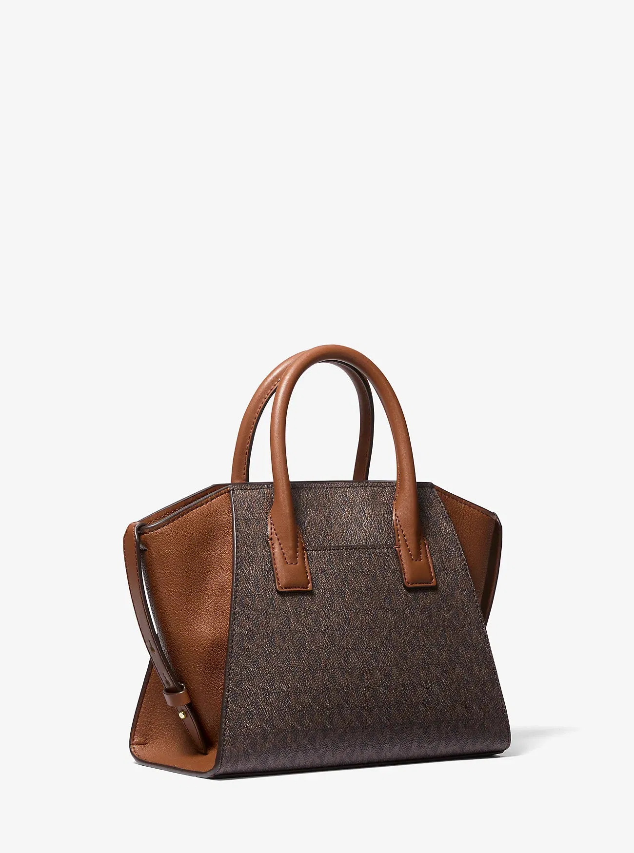 Michael Kors Avril Small Logo and Leather Satchel Brown