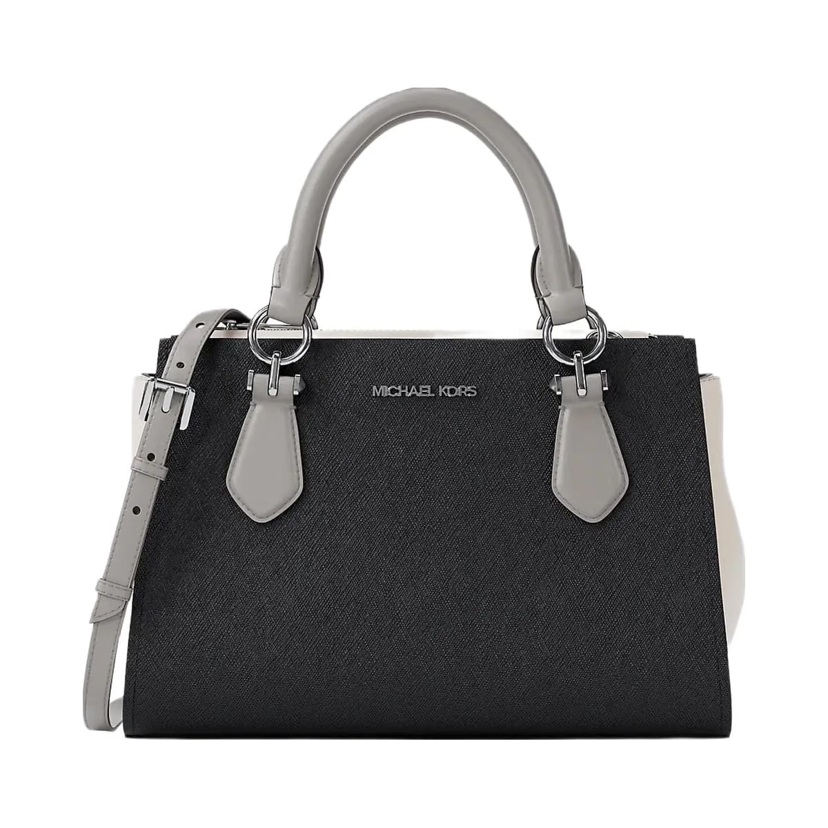 Michael Kors Marilyn Small Color-Block Saffiano Leather Messenger Bag Black Combo