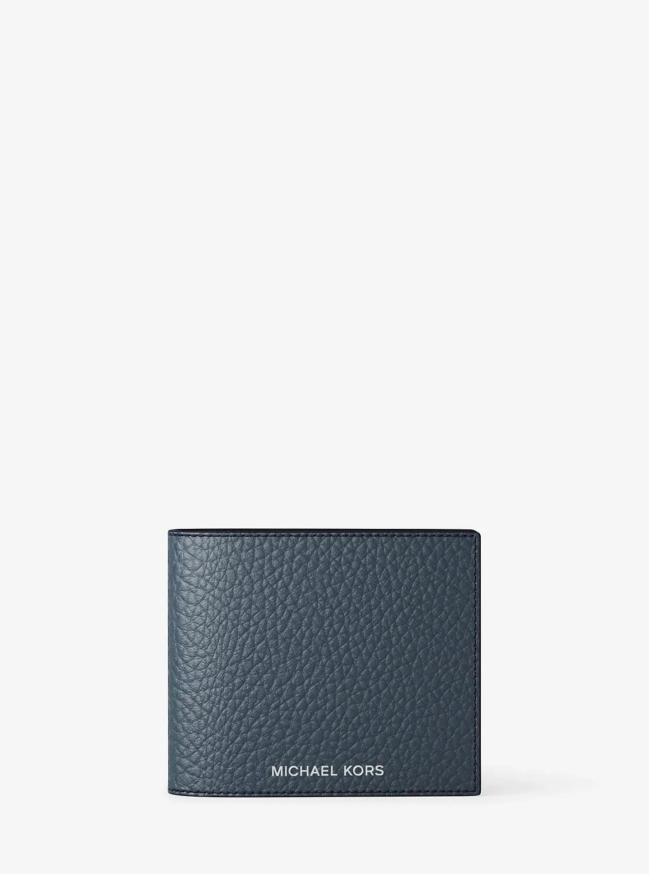 Michael Kors Pebbled Leather Billfold Wallet and Signature Logo Card Case Gift Set Admrl-Plblue