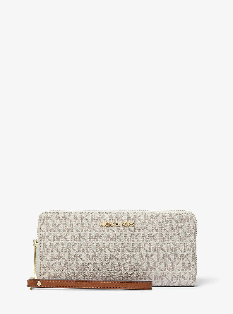 Michael Kors Jet Set Travel Large Logo Continental Wristlet Vanilla