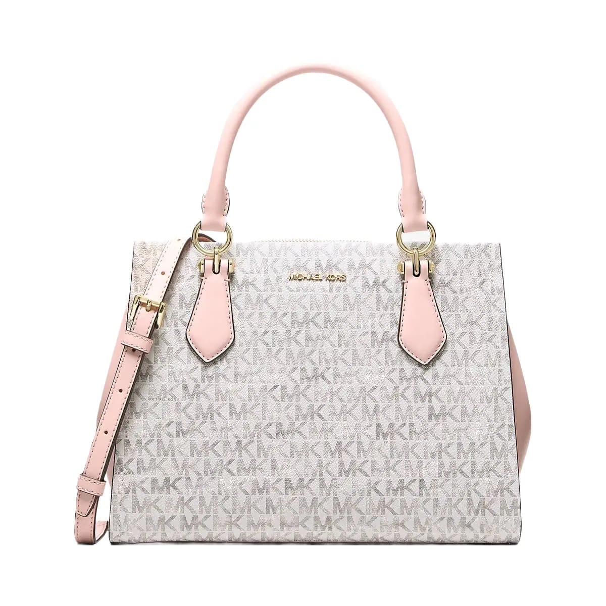 Michael Kors Marilyn Medium Signature Logo Convertible Satchel Pwd Blsh Mlt
