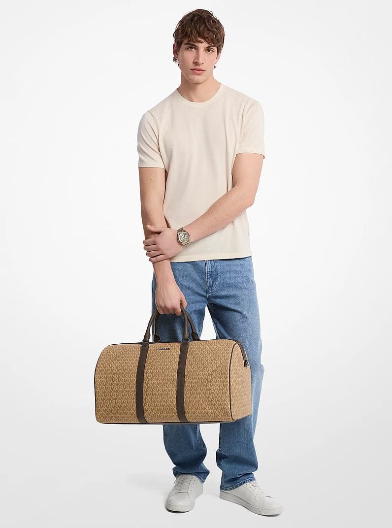 Michael Kors Harrison Logo Weekender Bag Camel