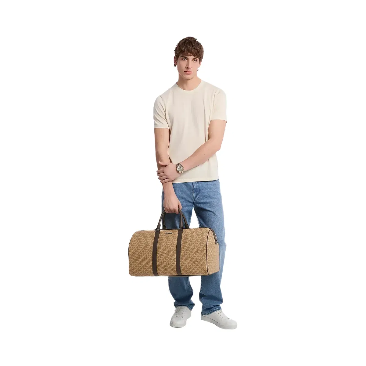 Michael Kors Harrison Logo Weekender Bag Camel