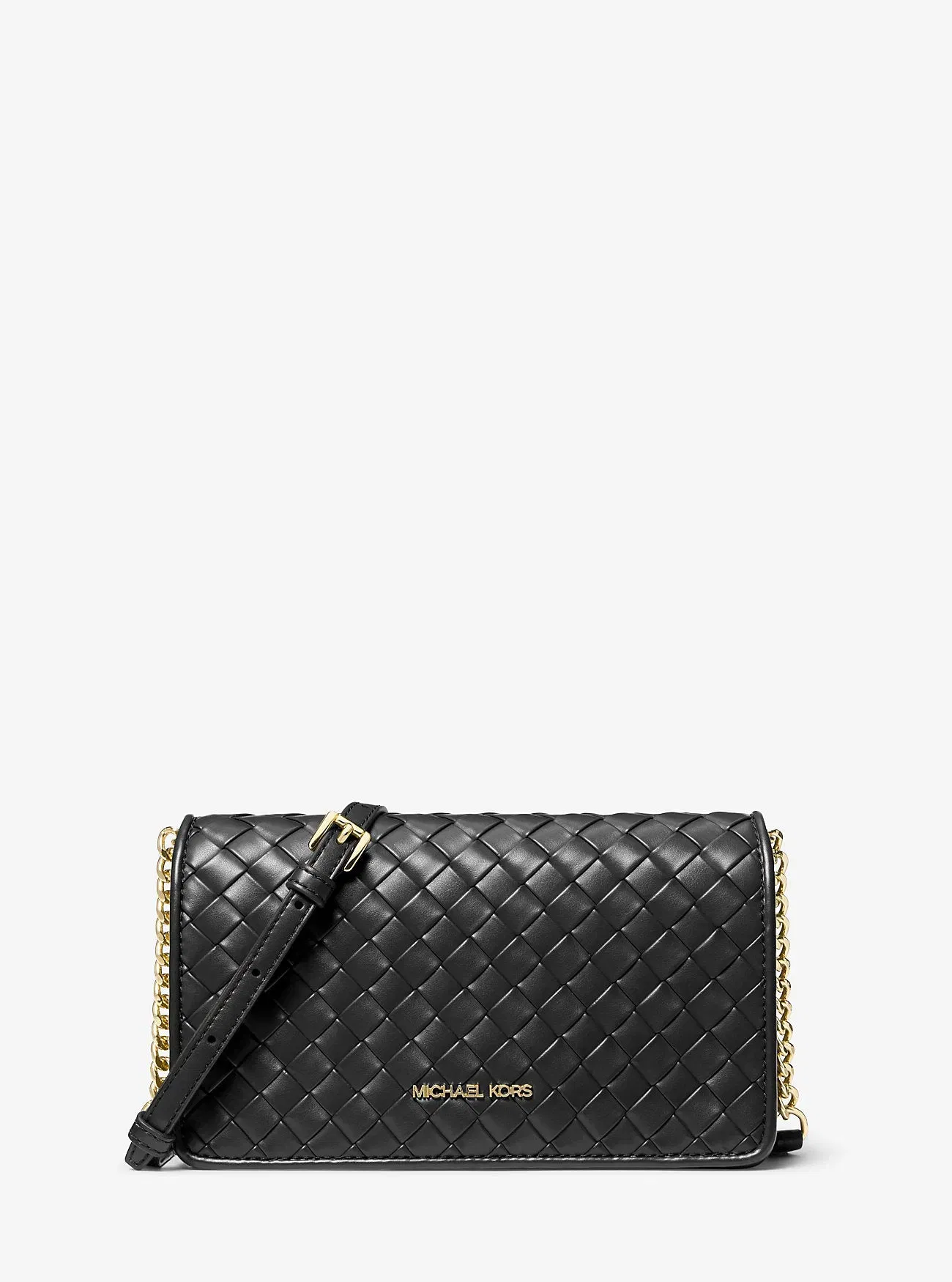 Michael Kors Jet Set Medium Woven Crossbody Bag Black