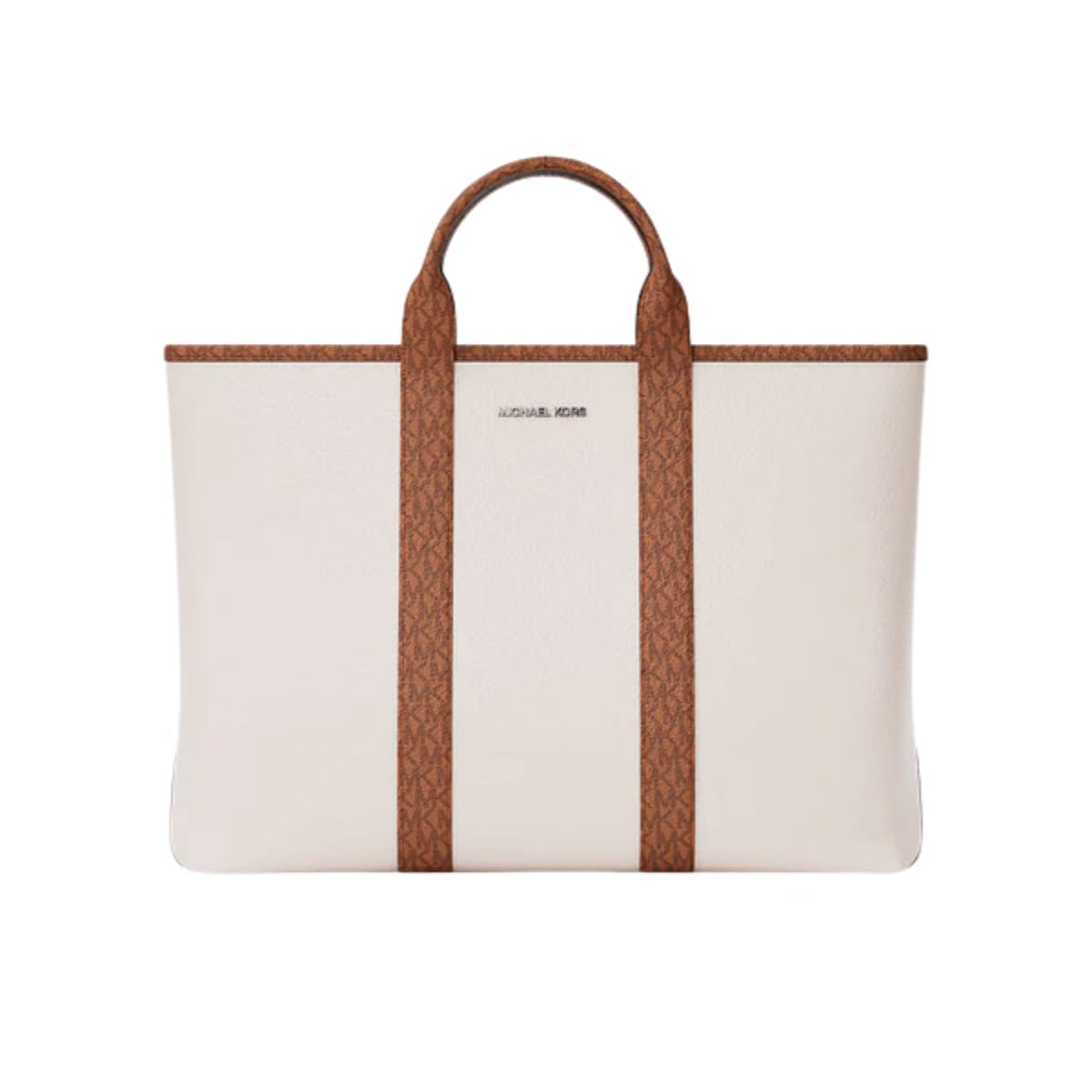 Michael Kors Cooper Medium Pebbled Leather and Signature Logo Commuter Backpack Bright Wht