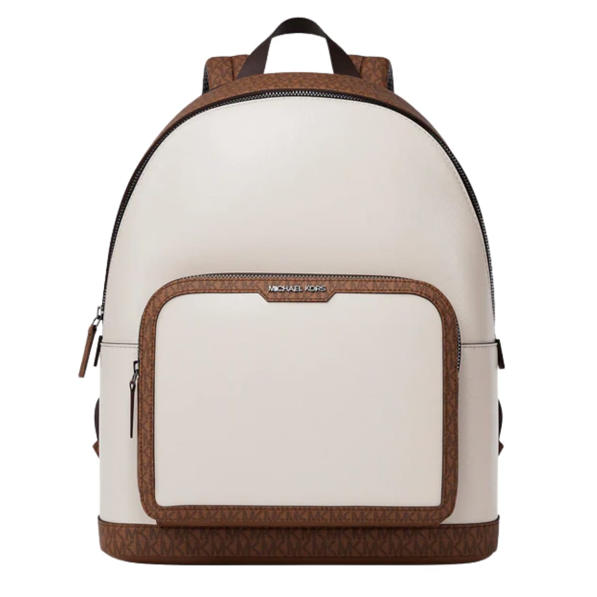 Michael Kors Cooper Medium Pebbled Leather and Signature Logo Commuter Backpack Bright Wht
