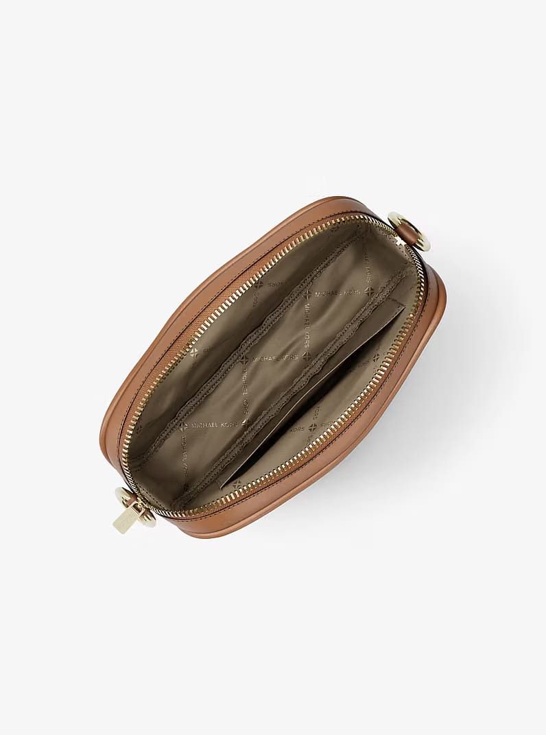Michael Kors Jet Set Small Signature Logo Camera Crossbody Bag Brown