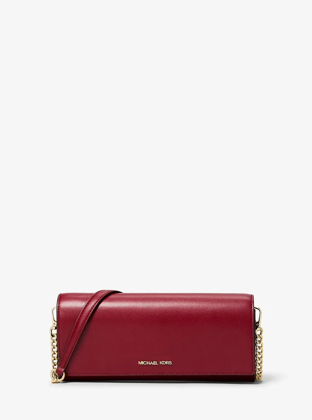 Michael Kors Jet Set Medium Leather Clutch Cherry