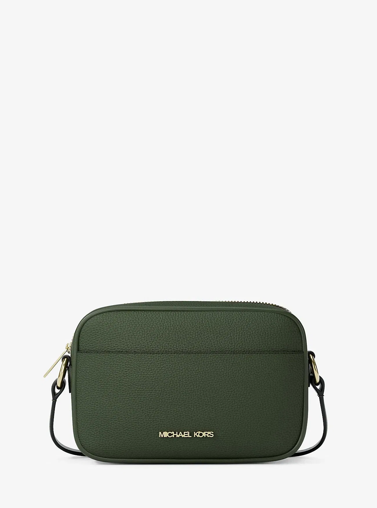 Michael Kors Jet Set Small Pebbled Leather Camera Crossbody Bag Moss