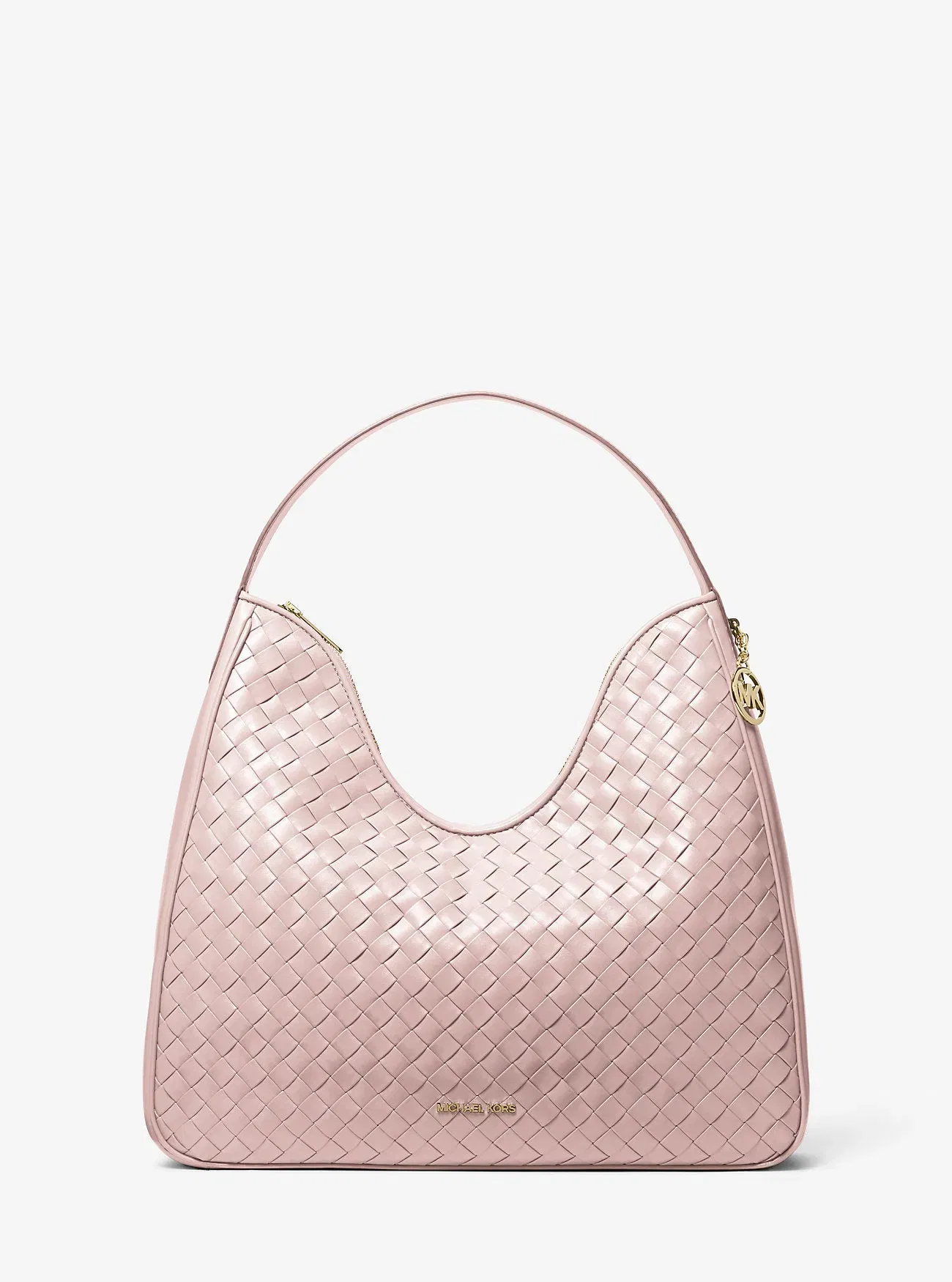 Michael Kors Nayla Medium Woven Shoulder Bag Powder Blush