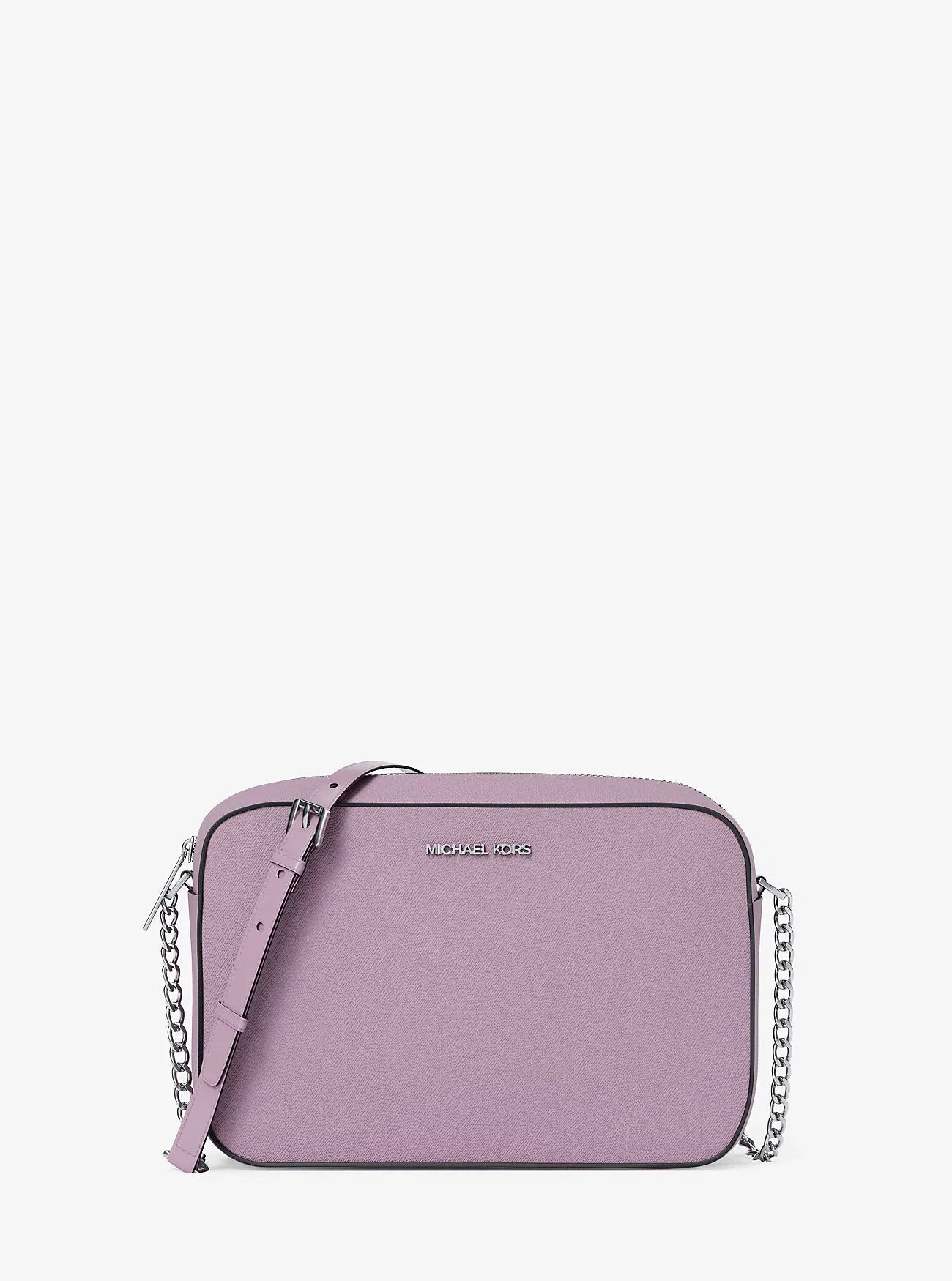 Michael Kors Jet Set Large Saffiano Leather Crossbody Bag Lt Quartz