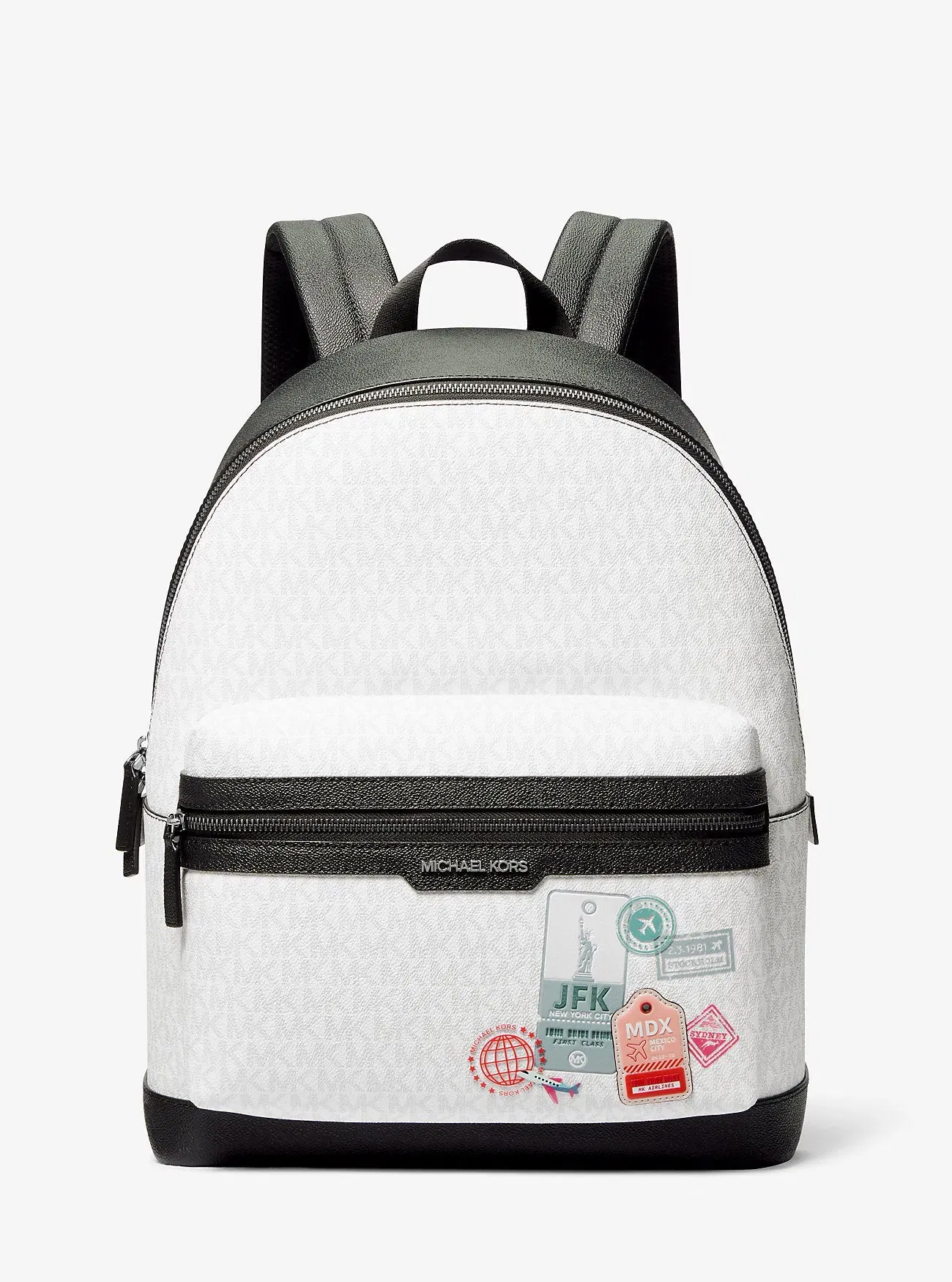 Michael Kors Embellished Medium Cooper Signature Logo Backpack Bright Wht
