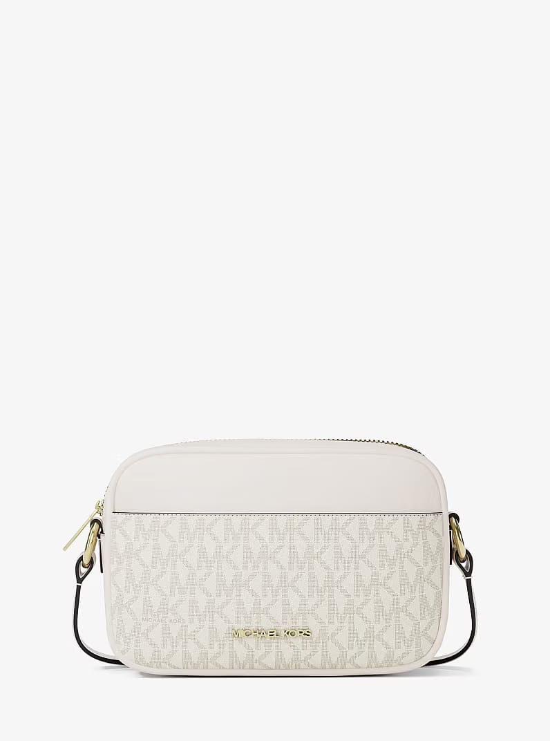 Michael Kors Jet Set Small Signature Logo Camera Crossbody Bag Lt Crm Multi