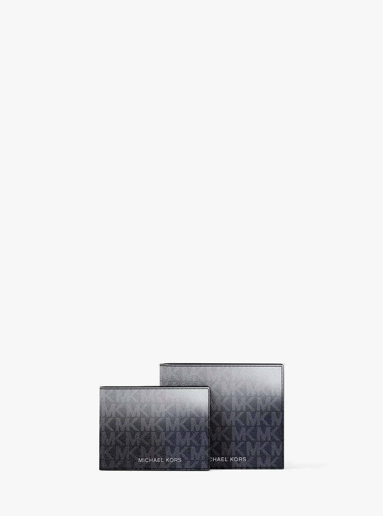 Michael Kors Cooper Ombre Signature Logo Billfold Wallet With Passcase Black Combo