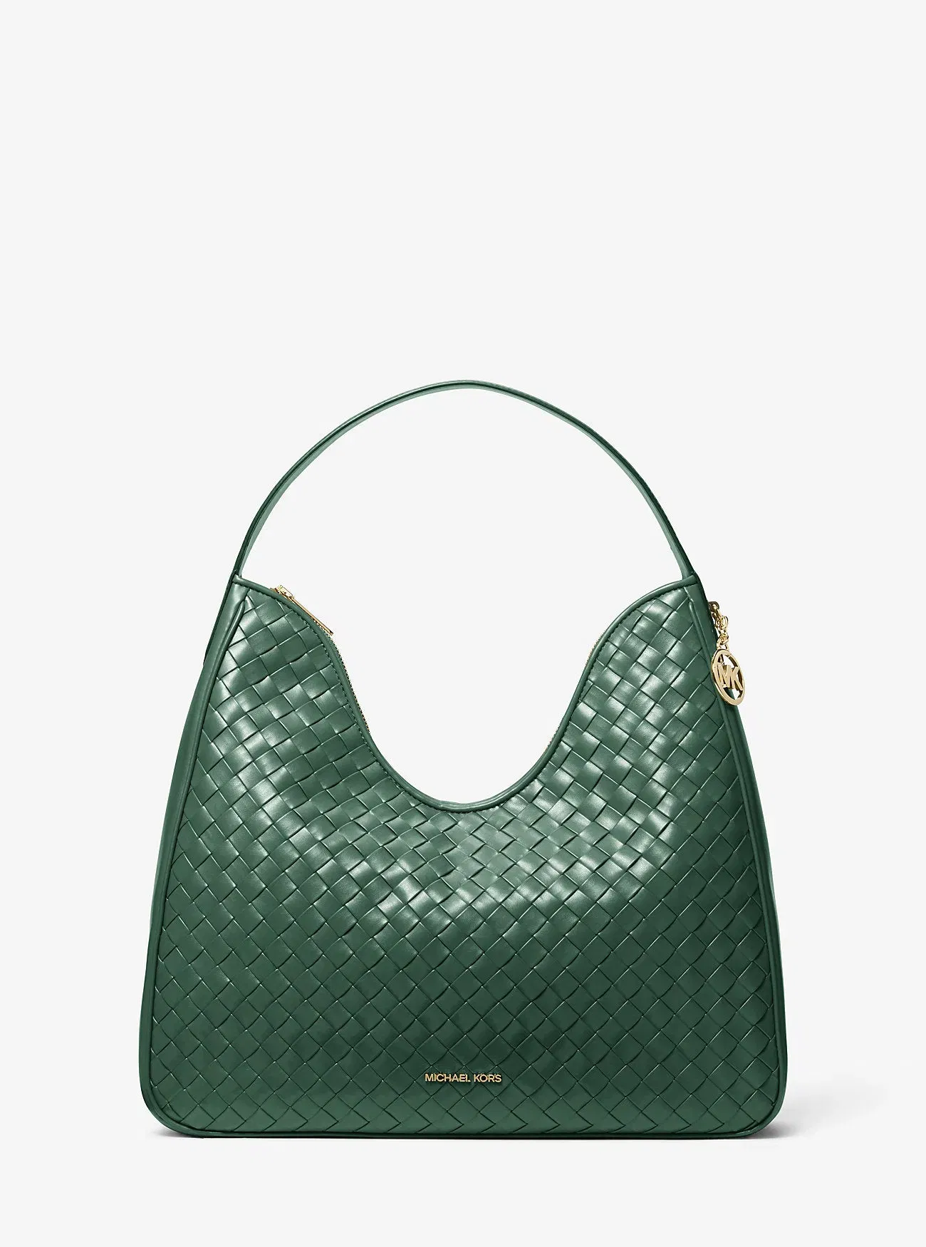 Michael Kors Nayla Medium Woven Shoulder Bag Moss
