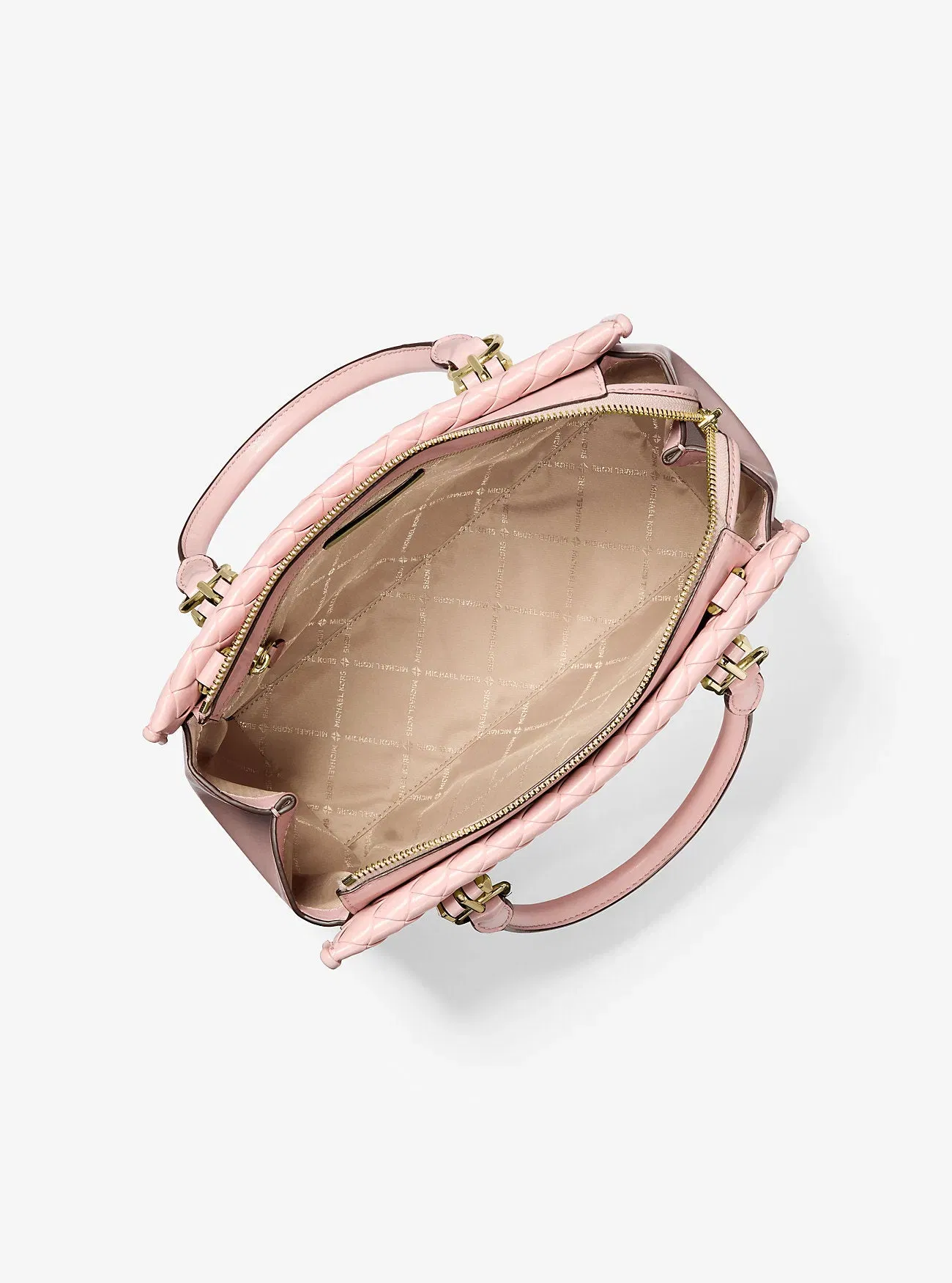 Michael Kors Marilyn Medium Woven Satchel Powder Blush
