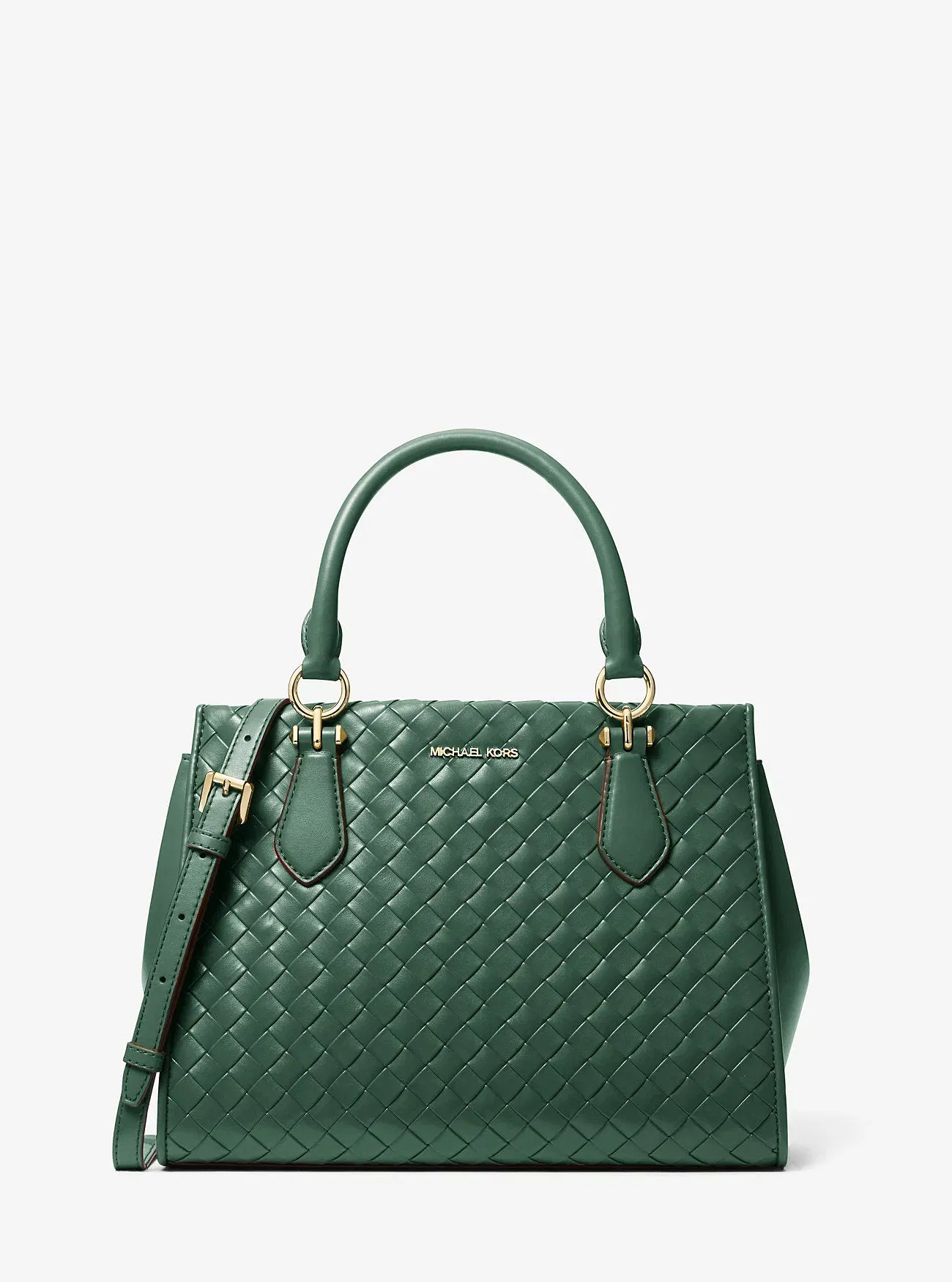 Michael Kors Marilyn Medium Woven Satchel Moss
