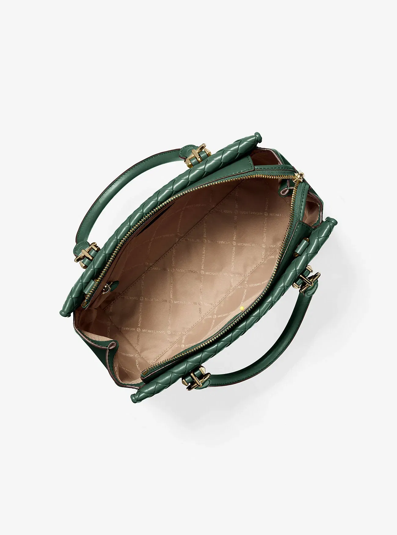 Michael Kors Marilyn Medium Woven Satchel Moss