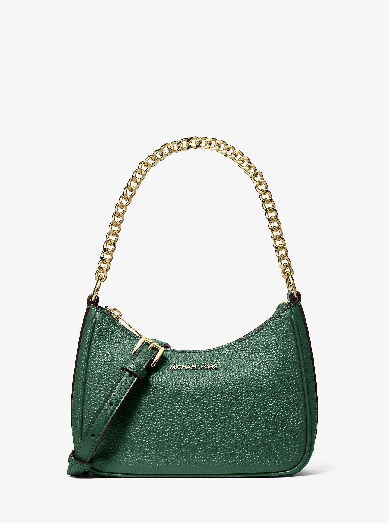 Michael Kors Jet Set Travel Pebbled Leather Convertible Crossbody Bag Moss