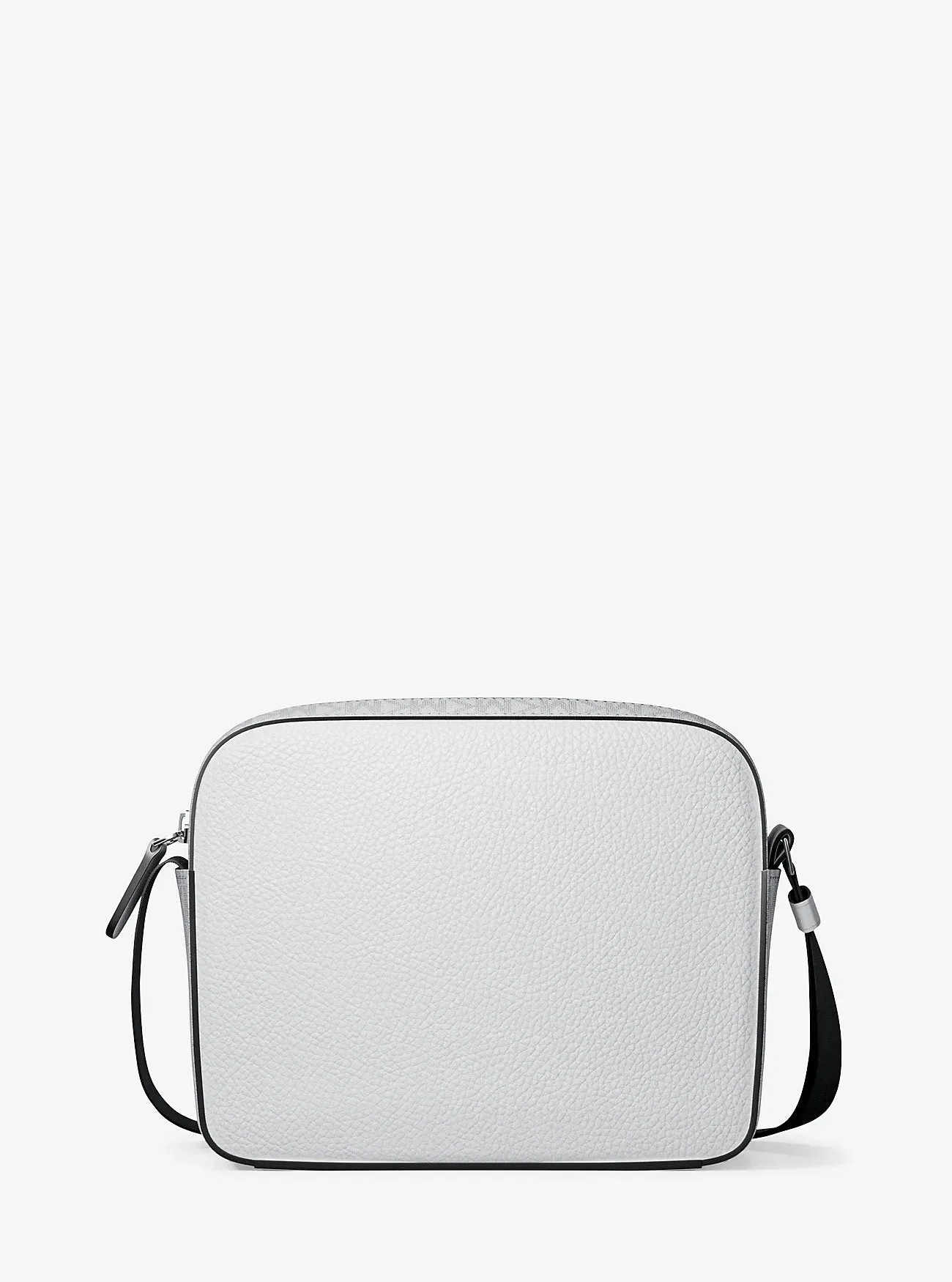 Michael Kors Cooper Medium Pebbled Leather and Signature Logo Camera Crossbody Bag Bright Wht