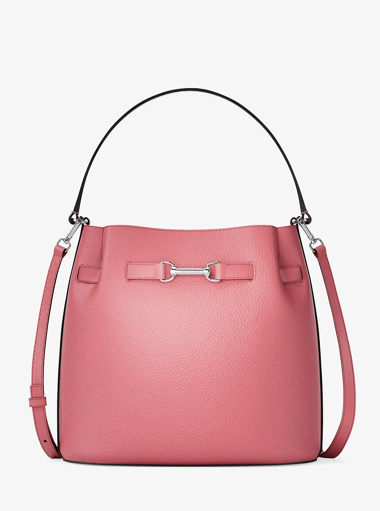 Michael Kors Carson Medium Pebbled Leather Convertible Bucket Crossbody Bag Hibiscus