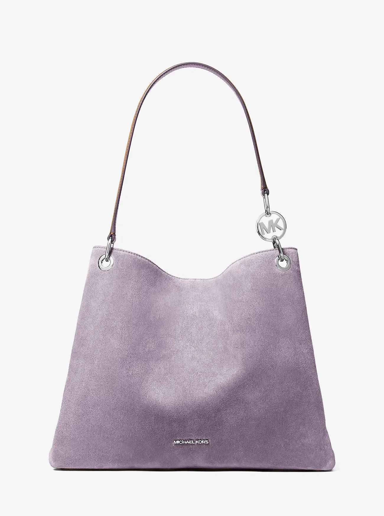Michael Kors Christina Large Suede Shoulder Bag Lt Quartz