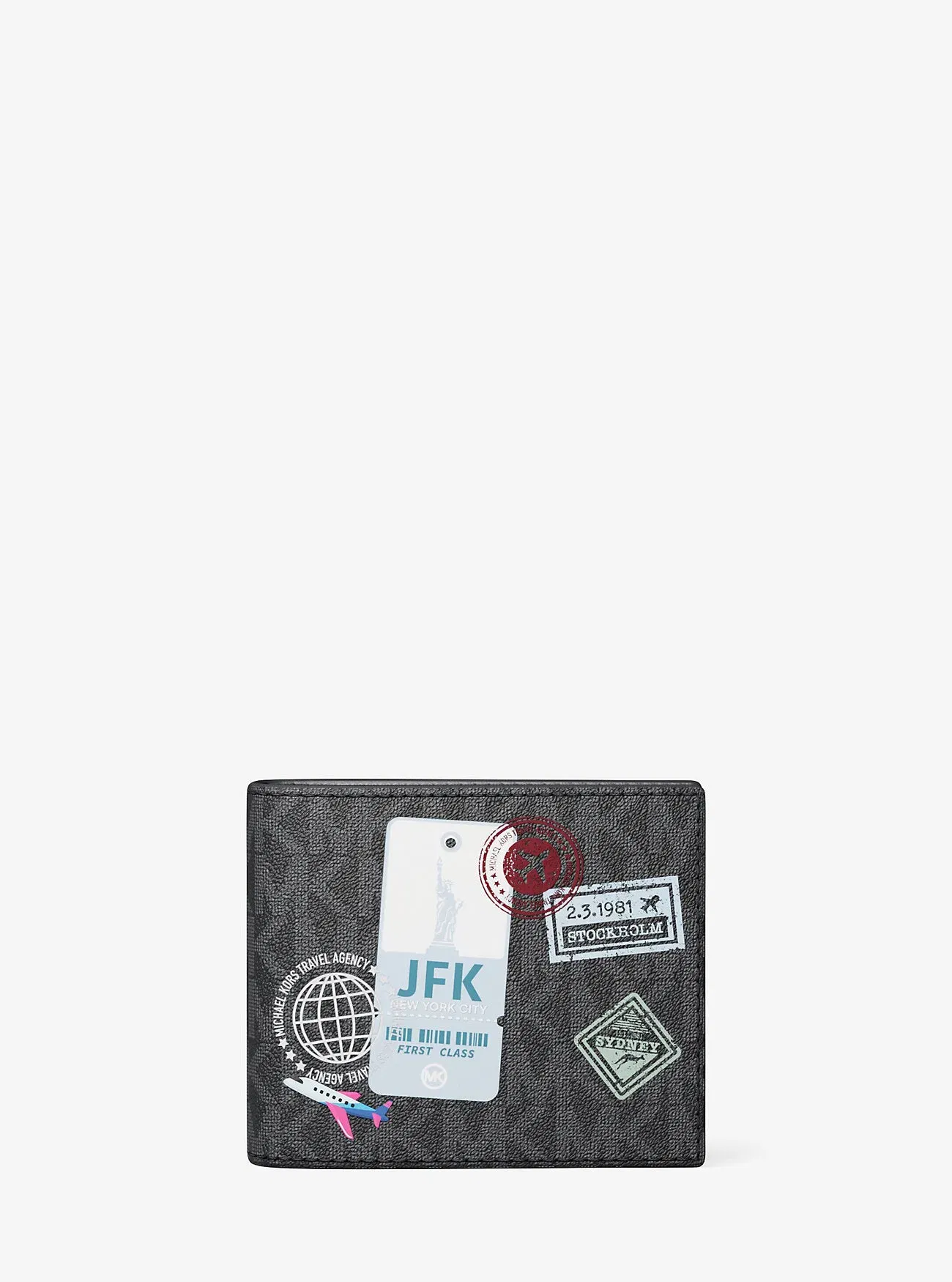Michael Kors Cooper Embellished Signature Logo Billfold Wallet Black