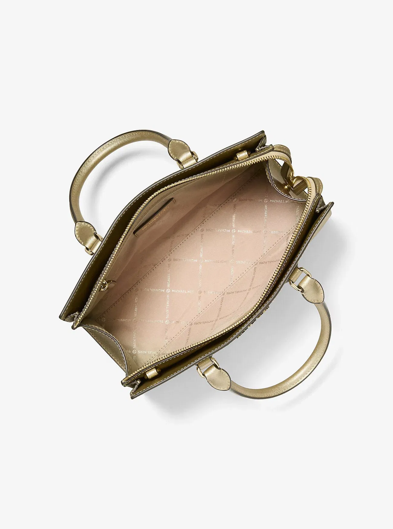 Michael Kors Sheila Medium Metallic Satchel Pale Gold