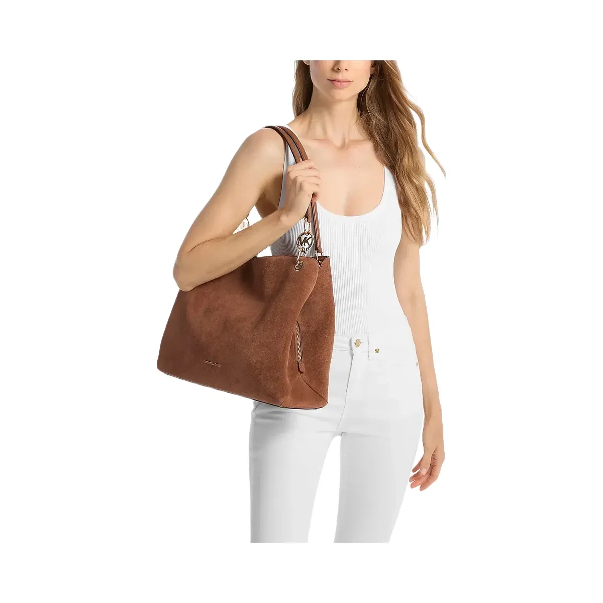 Michael Kors Christina Large Suede Shoulder Bag Luggage