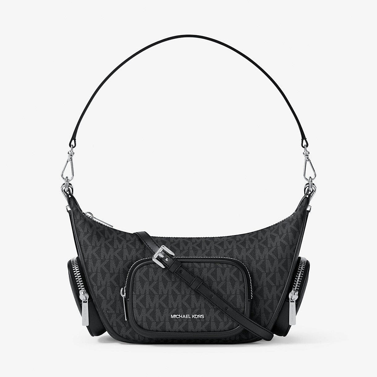 Michael Kors Merritt Small Signature Logo Convertible Shoulder Bag Black
