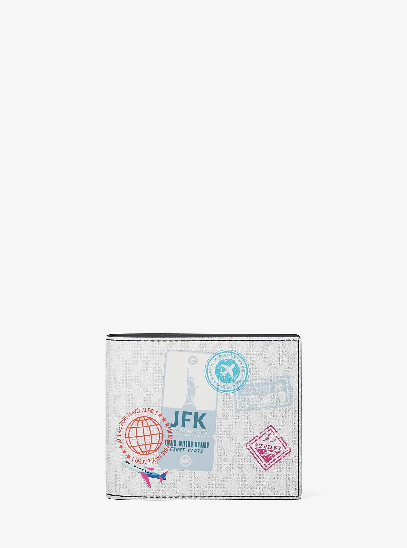 Michael Kors Cooper Embellished Signature Logo Billfold Wallet Bright Wht