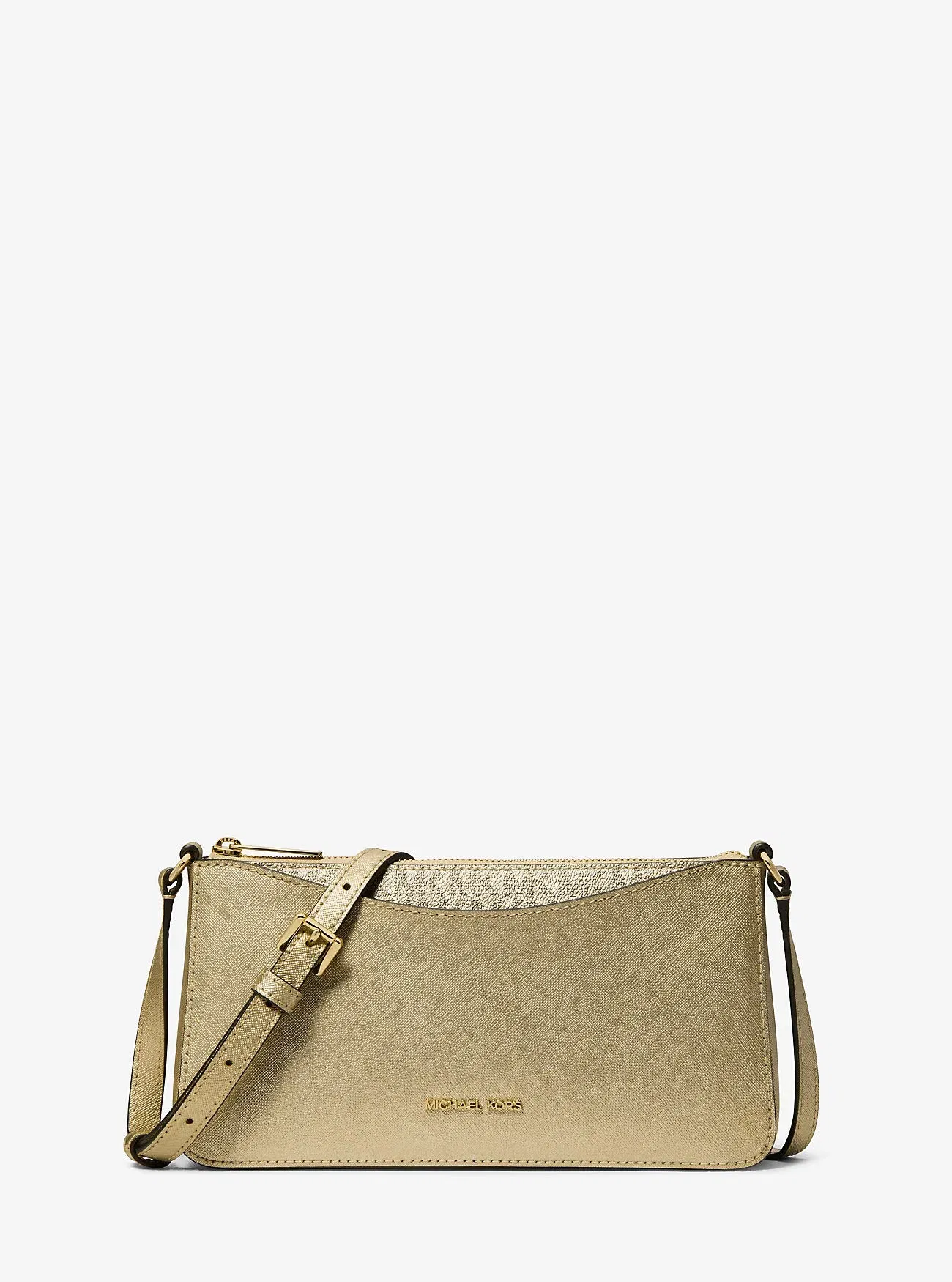 Michael Kors Arden Medium Metallic Crossbody Bag Pale Gold