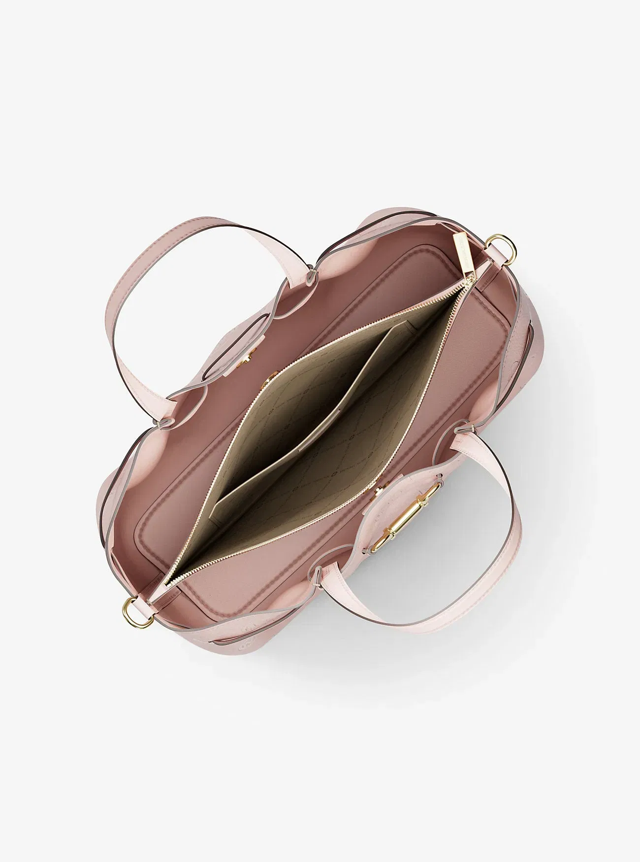 Michael Kors Carson Medium Logo Debossed Satchel Powder Blush