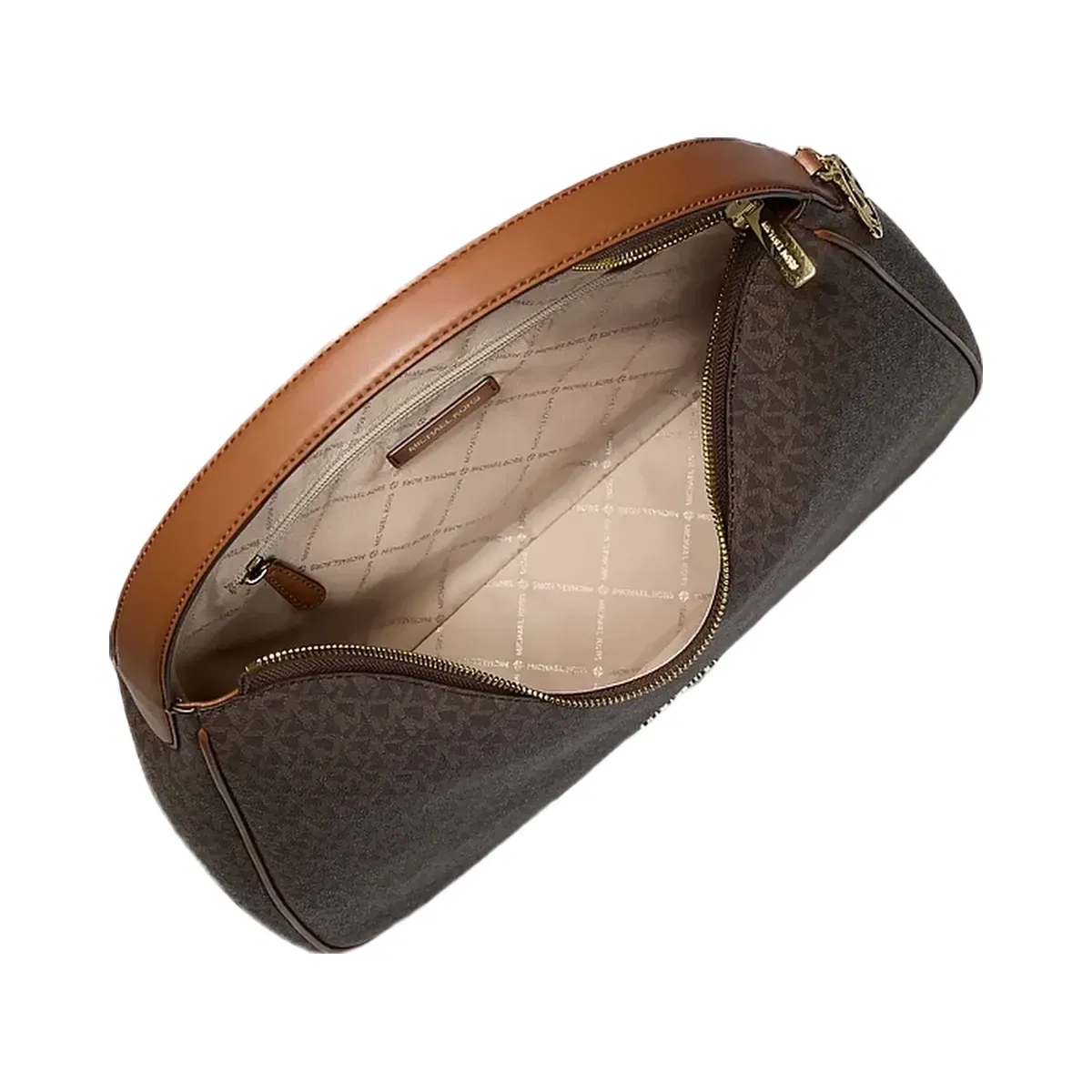 Michael Kors Nayla Medium Signature Logo Shoulder Bag Brown