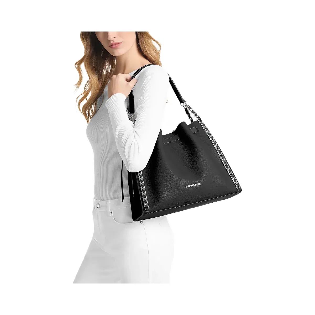 Michael Kors Mina Large Chain Shoulder Bag Black