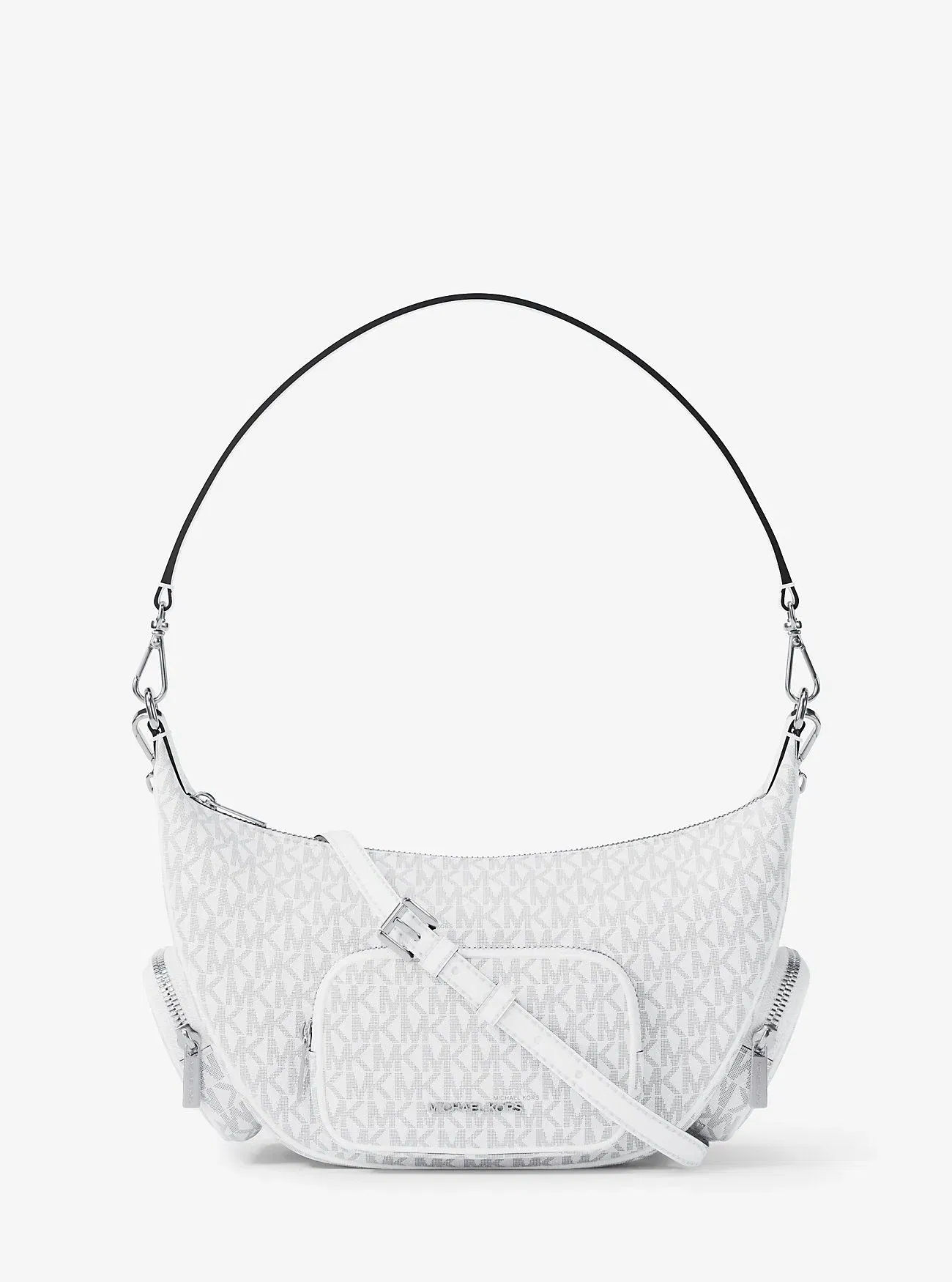 Michael Kors Merritt Medium Signature Logo Convertible Shoulder Bag Optic White
