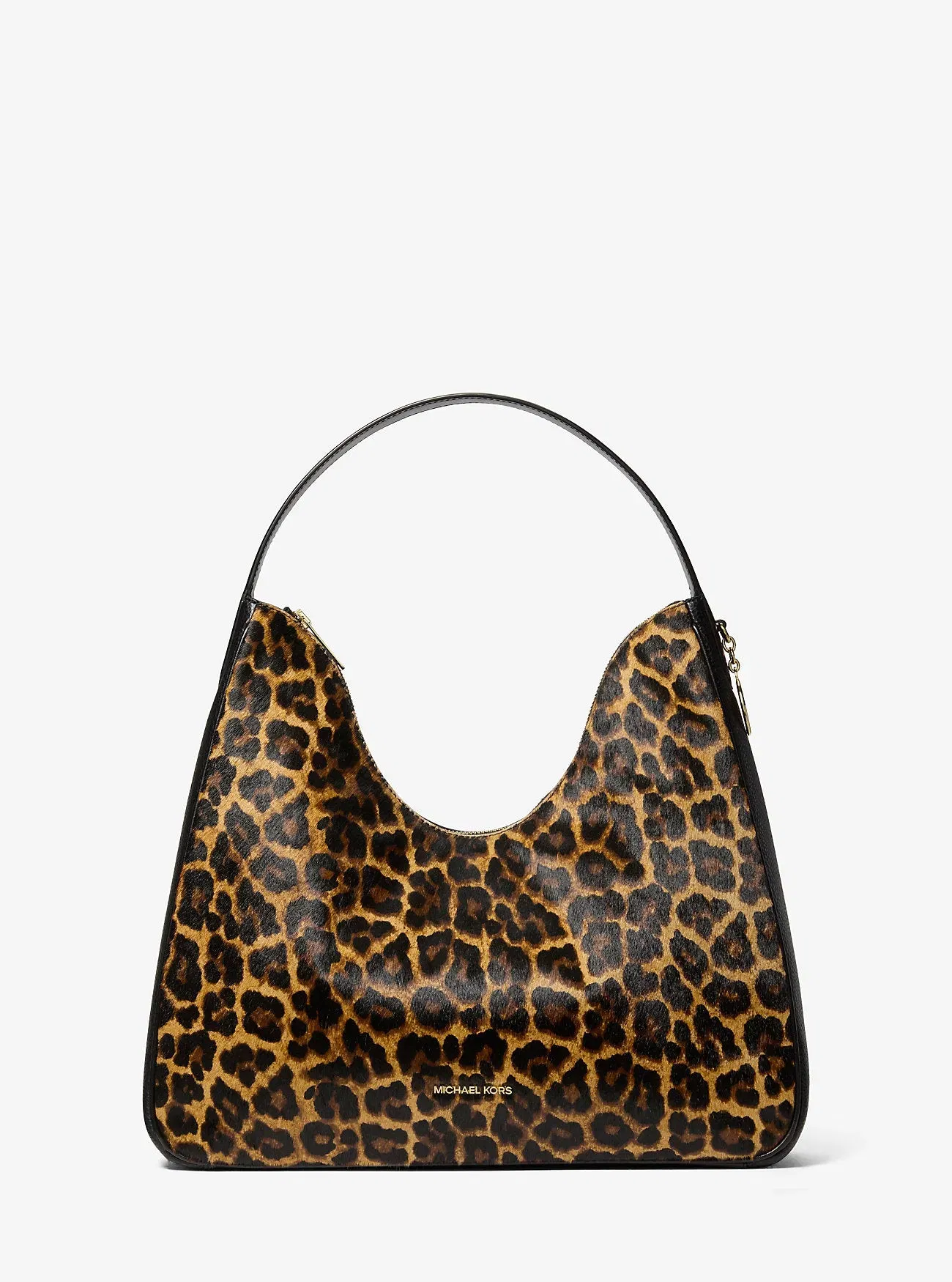 Michael Kors Nayla Medium Leopard Print Calf Hair Shoulder Bag Butterscotch
