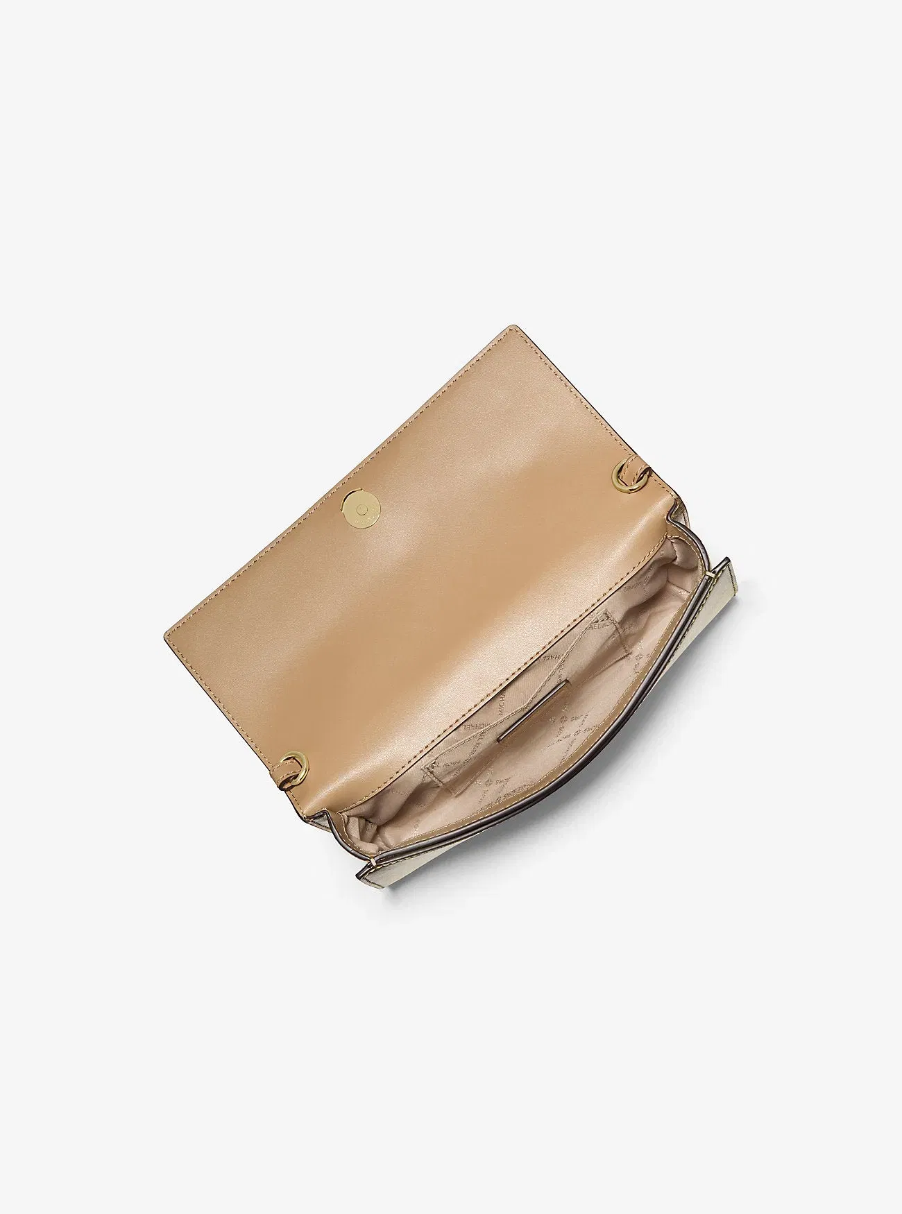 Michael Kors Jet Set Medium Embellished Metallic Leather Clutch Pale Gold
