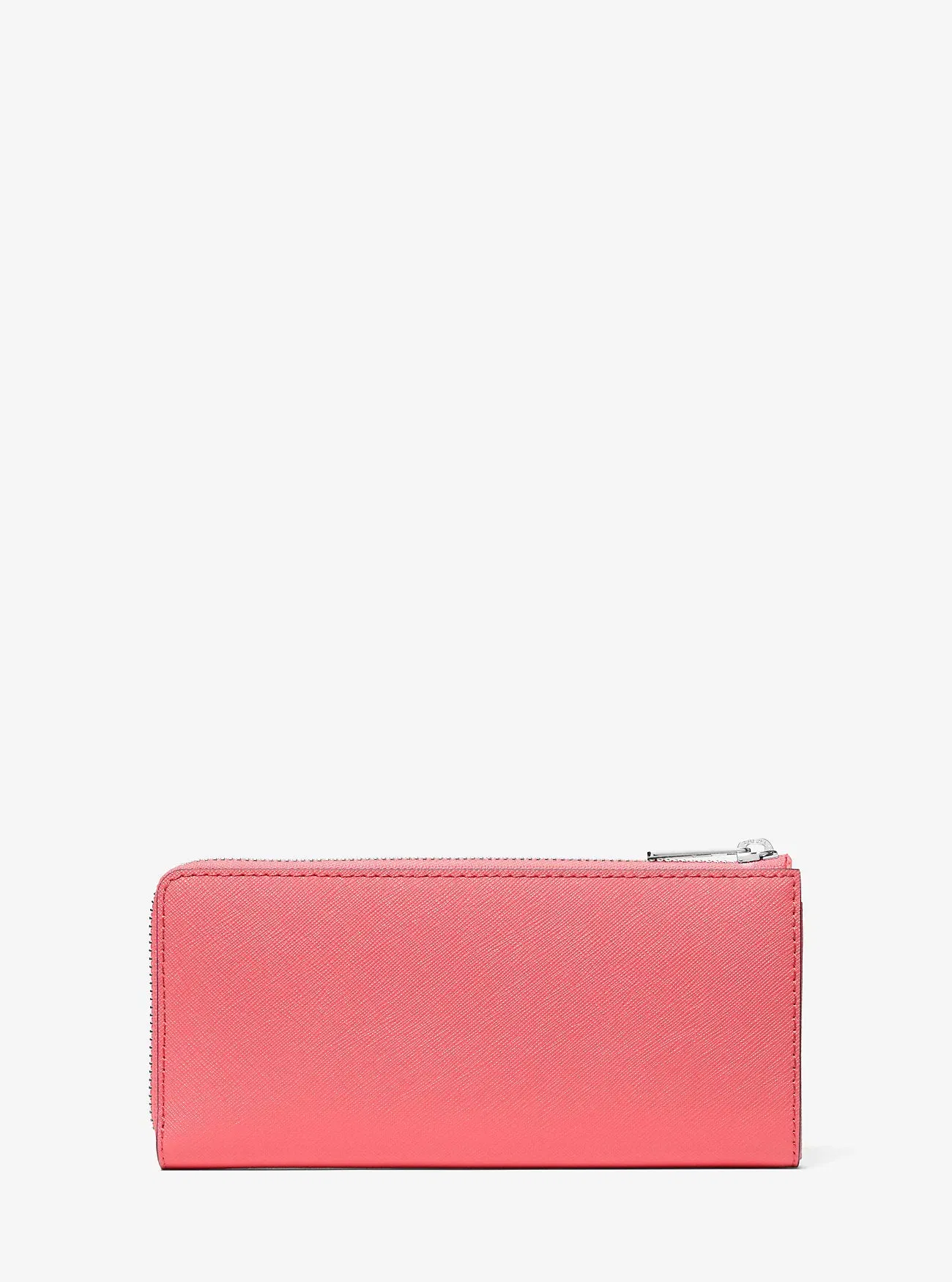 Michael Kors Jet Set Travel Large Saffiano Leather Quarter-Zip Wallet Hibiscus