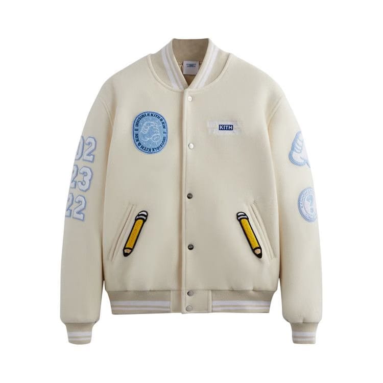 Kith x Invisible Friends Manteco Wool Varsity Jacket Sandrift